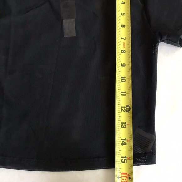PINK Victoria’s Secret Pure‎ Black Mesh Cropped Short Sleeve Tee Top VS Small - Picture 5 of 6